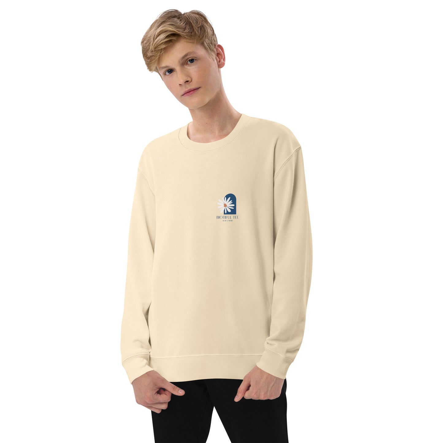 Sweatshirt hoodies écru fleur du bonheur