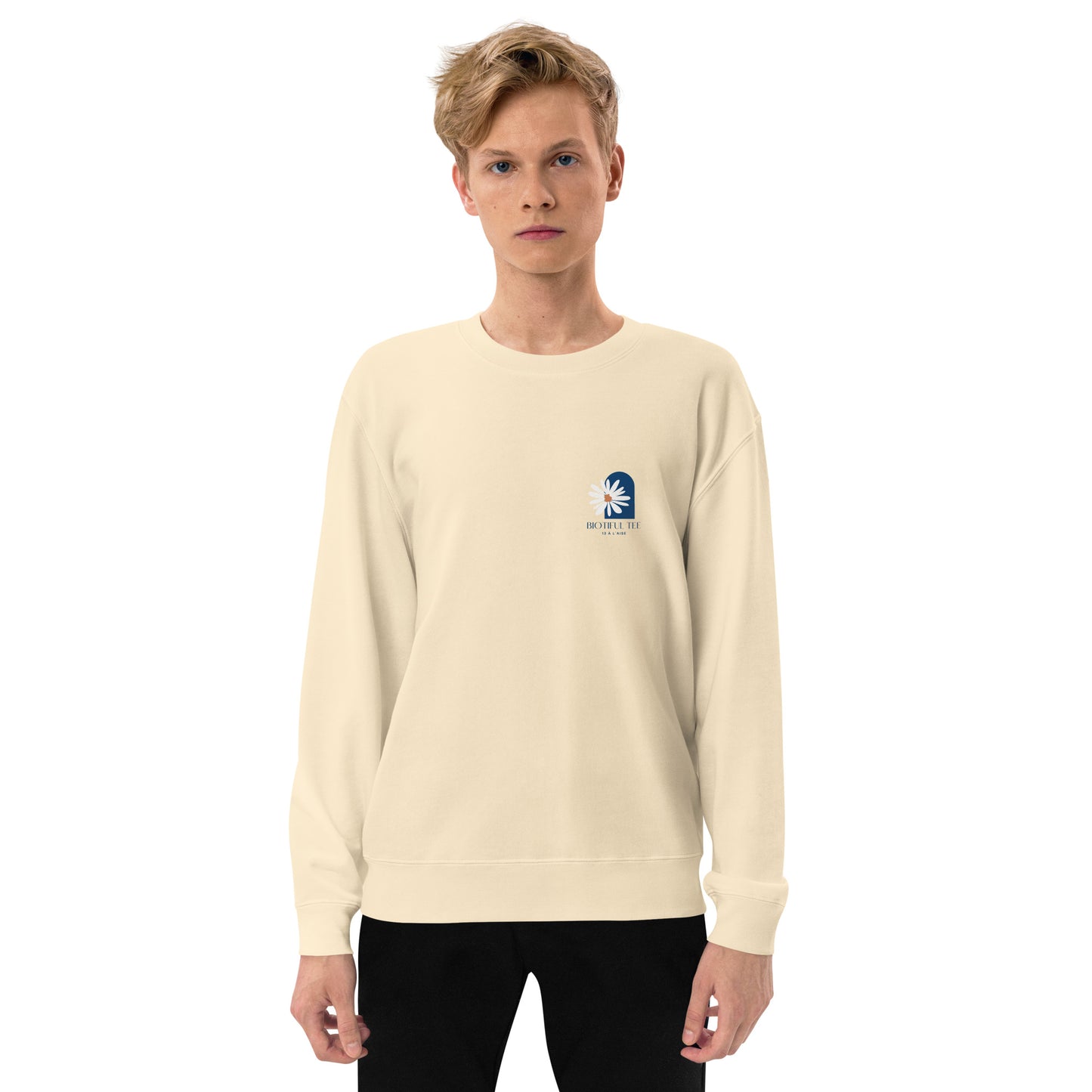 Sweatshirt hoodies écru fleur du bonheur